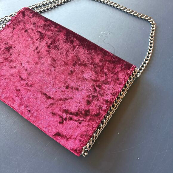 Burgundy Velvet Bag Gothic Gunmetal Silver Chain Crossbody Chelsea28 Nordstrom - Picture 3 of 11